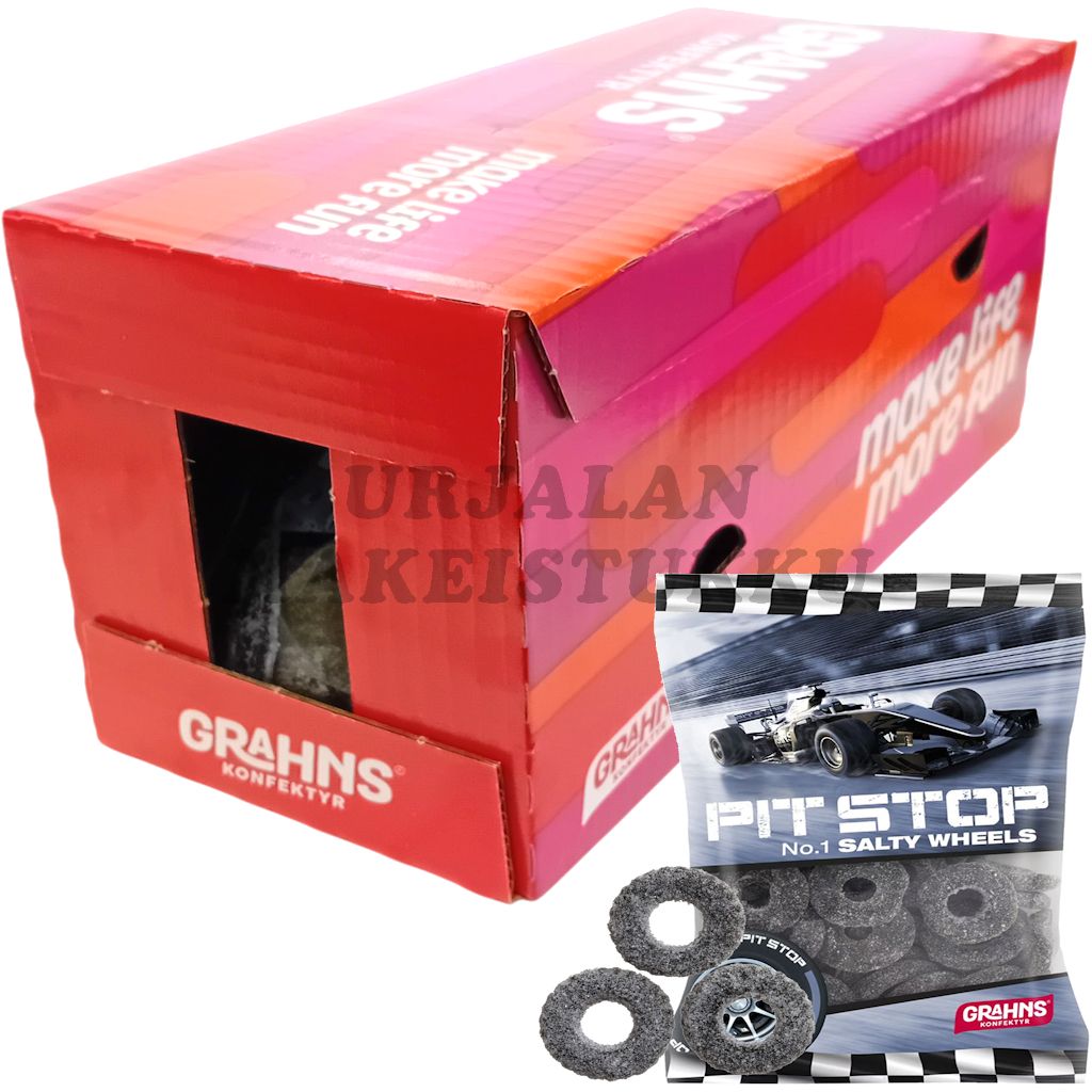 Grahns Pit Stop Salty Wheels salmiakkirenkaat 50g x 14kpl