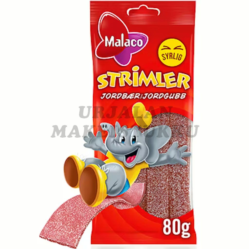 Malaco Strimler Mansikka kirpeät remmit 80g