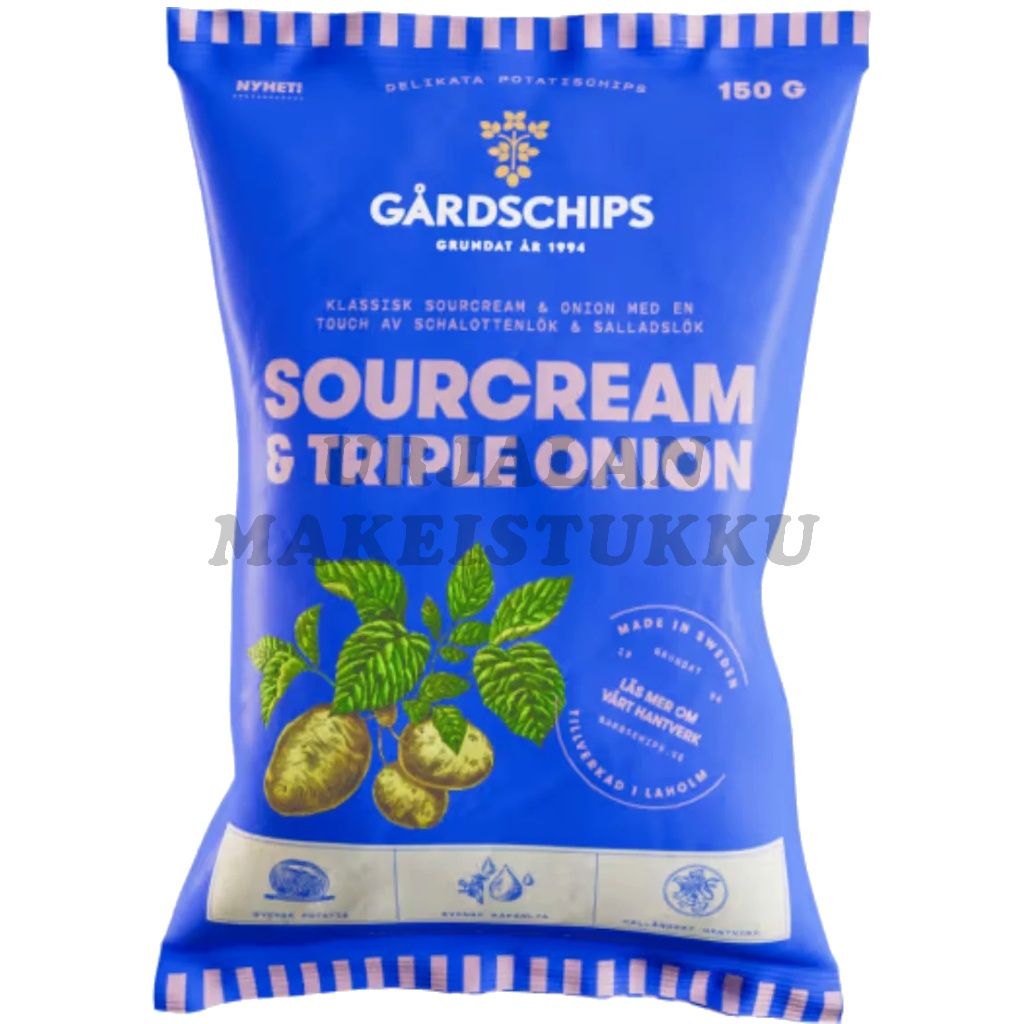 Gårdschips Sourcream & Triple Onion perunalastu 150g