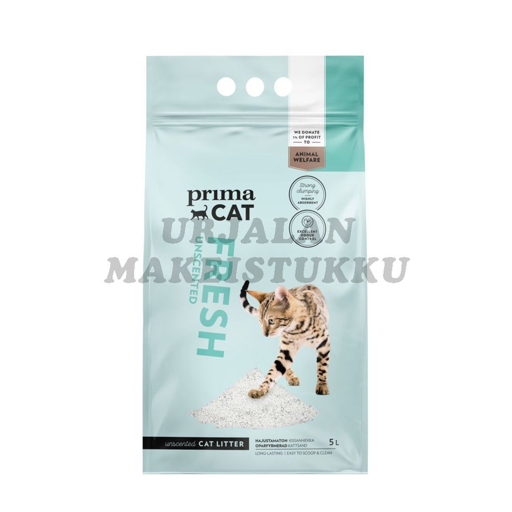 PrimaCat Kissanhiekka Fresh Unscented 5L Valkoinen