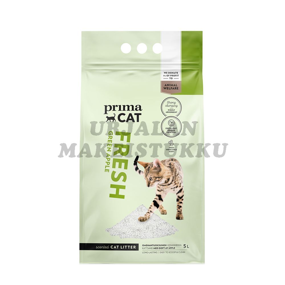 PrimaCat Kissanhiekka Apple Fresh 5L Valkoinen