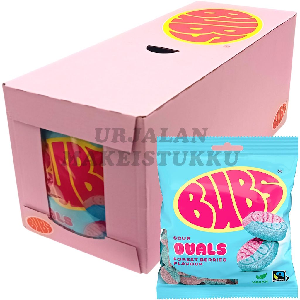 Bubs Sour Vadelma Mustikka Ovaalit 90g x 12kpl
