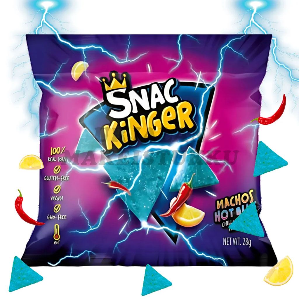 Snac Kinger Nachos Hot Blue Chilli Lemon tortilla chips 28g