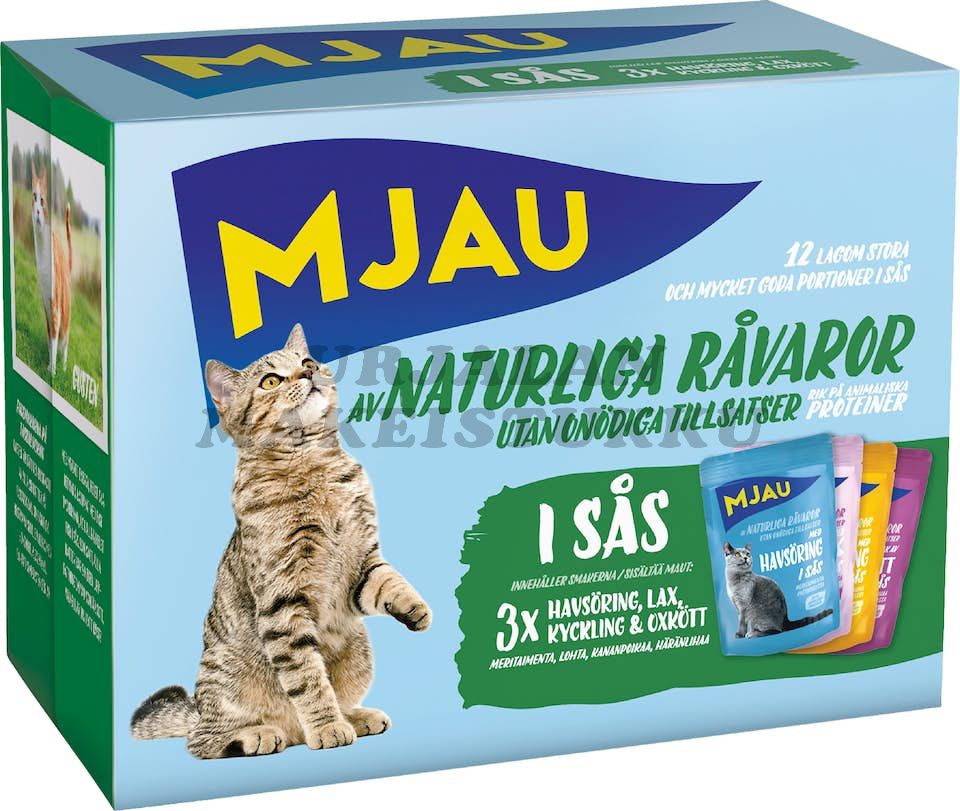 Mjau Lajitelma Liha&Kala kastikkeessa 12 x 85g