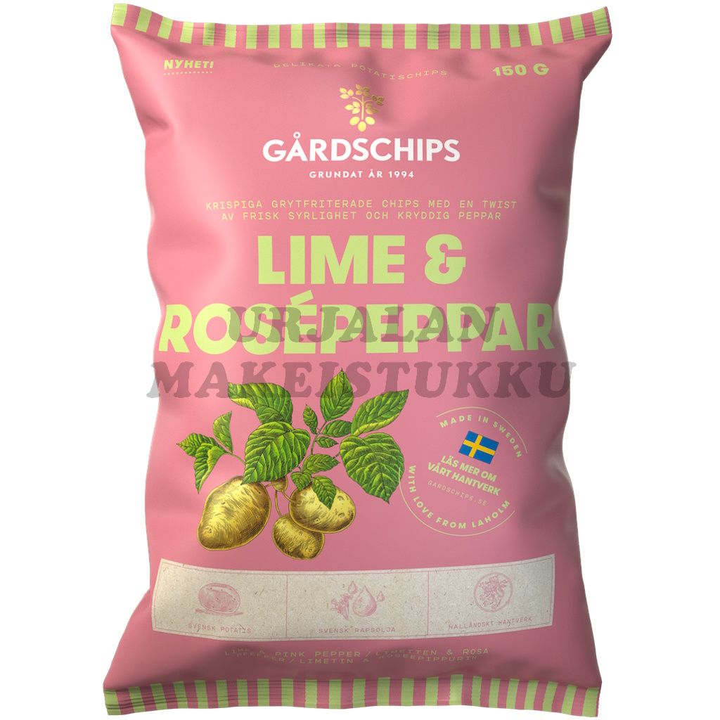 Gårdschips Lime Rosepeppar perunalastu 150g