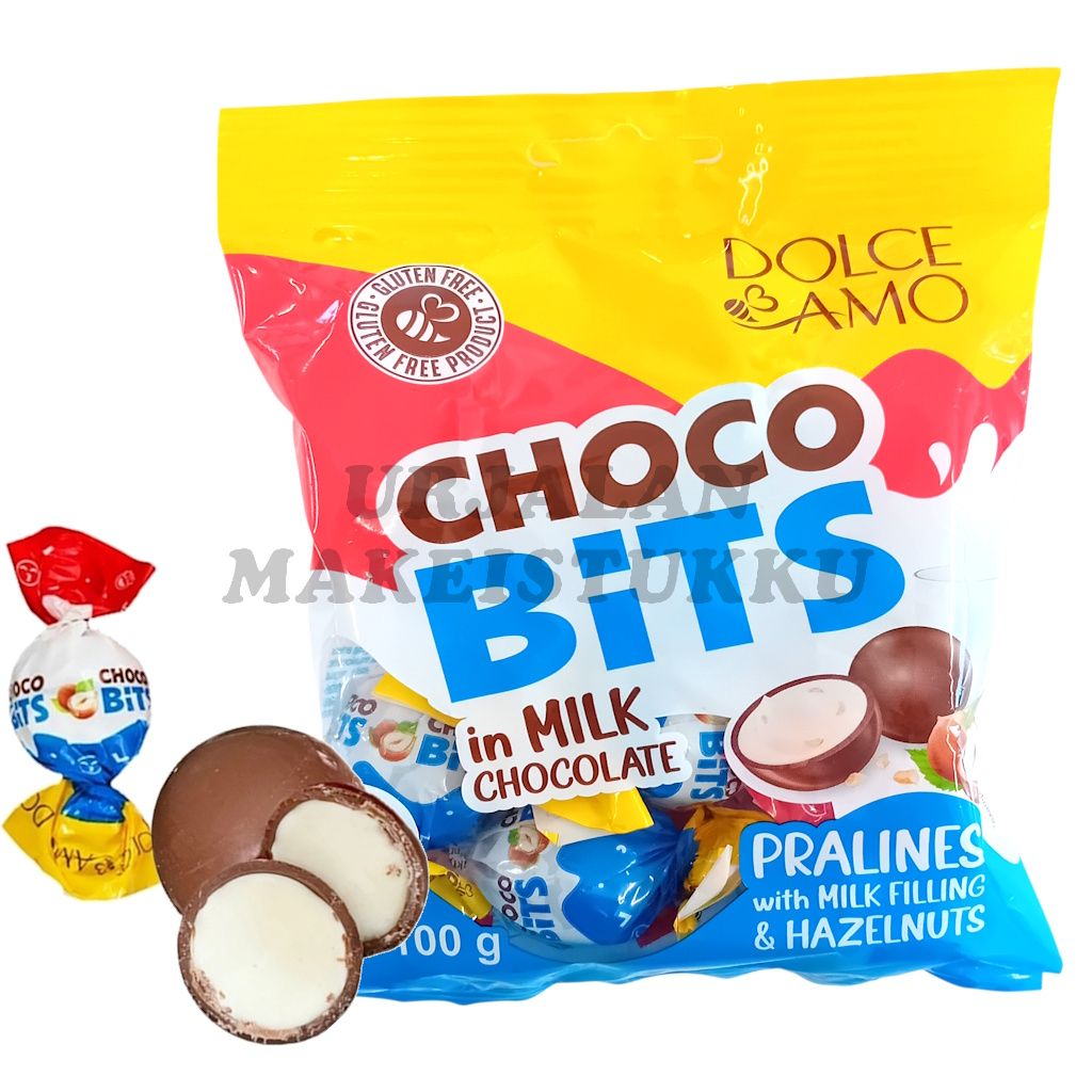 Dolce Amo Choco Bits hasselpähkinä maitosuklaakonvehdit 100g