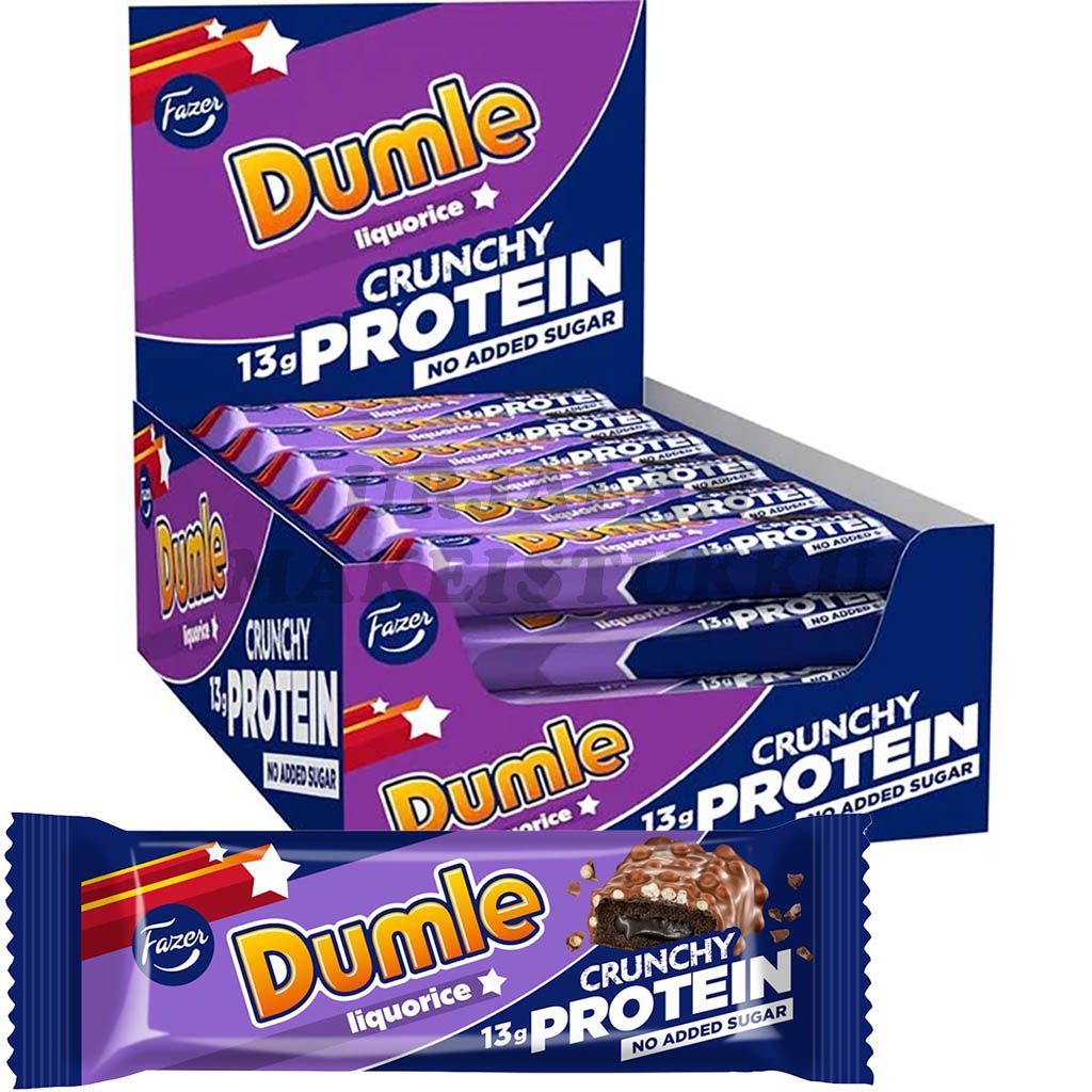 Fazer Dumle Liquorice Crunchy Protein proteiinipatukka 45g x 15kpl