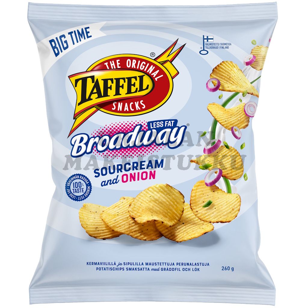 Taffel Broadway less fat sourcream & onion perunalastu 260g