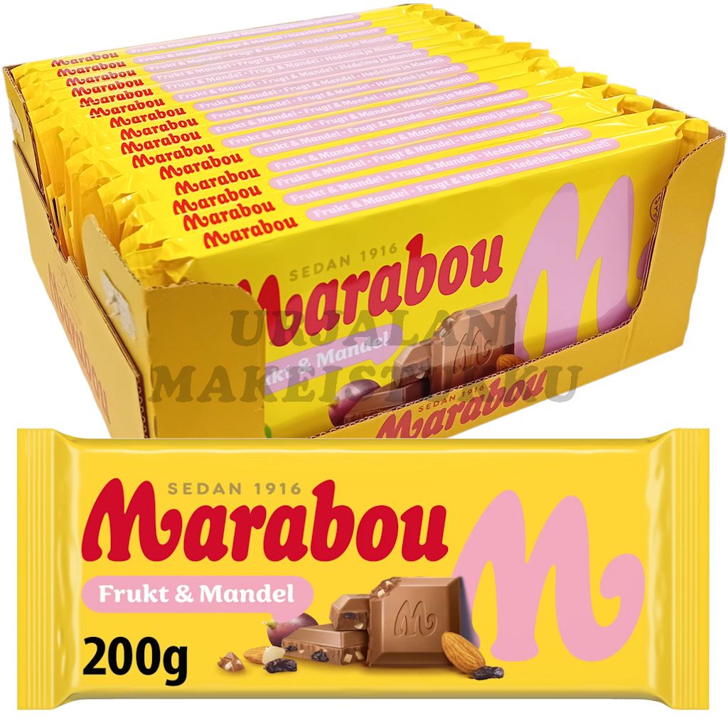 Marabou Frukt & Mandel suklaalevy 200g x 15kpl