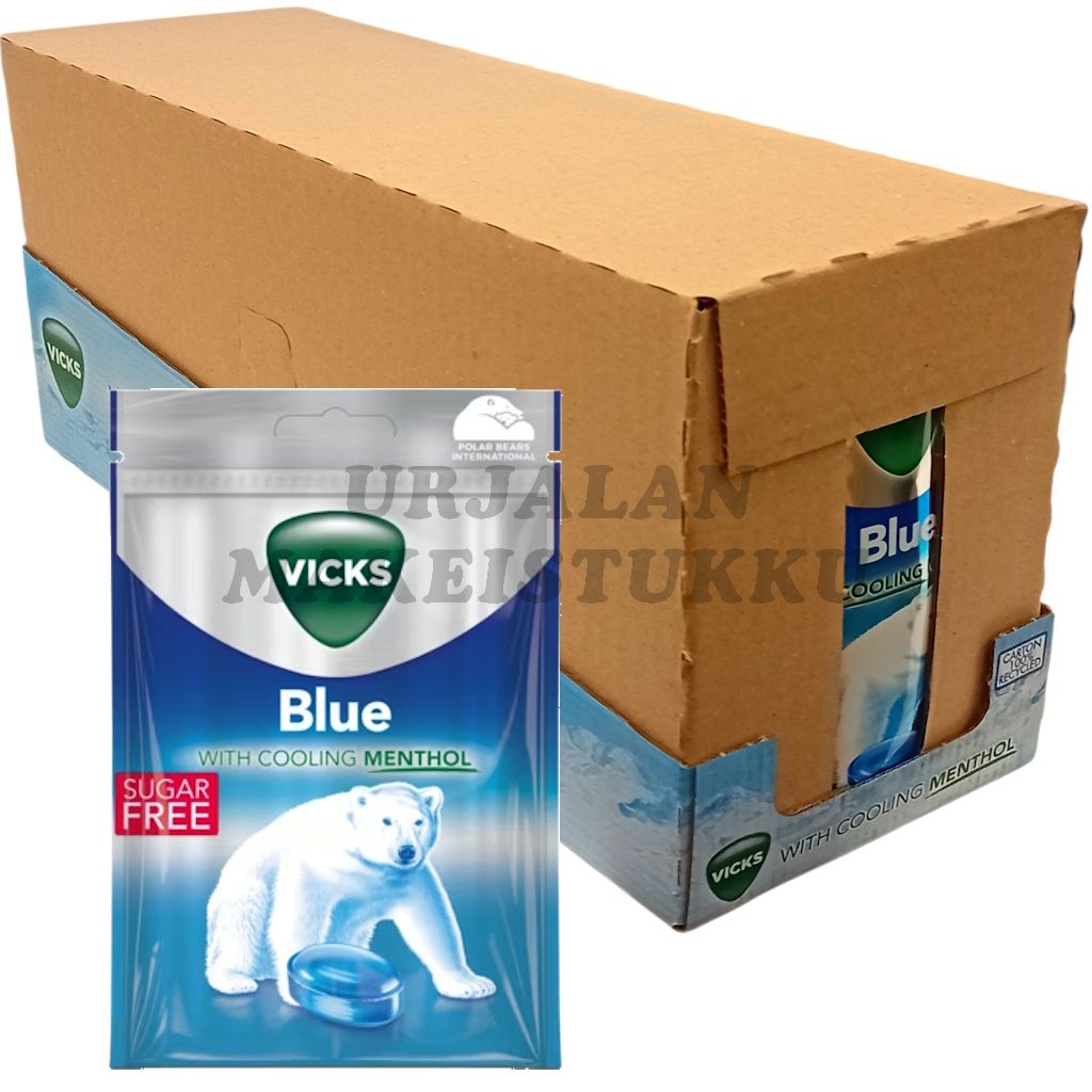 Vicks Blue sokeriton kurkkupastilli 72g x 20kpl