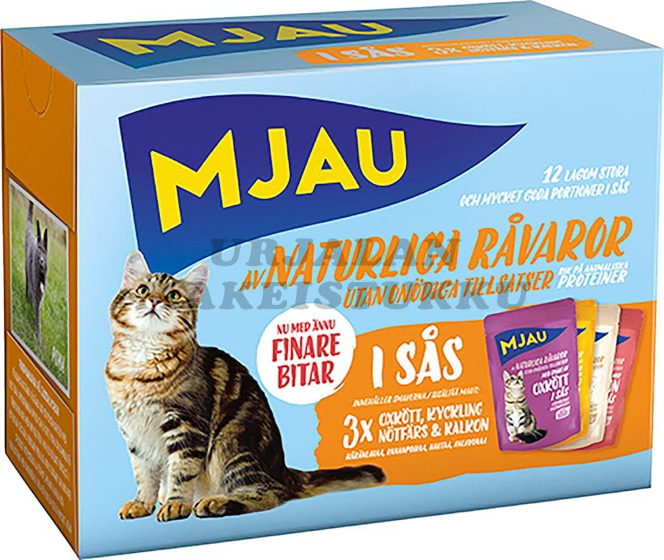 Mjau Lajitelma Liha kastikkeessa 12 x 85g
