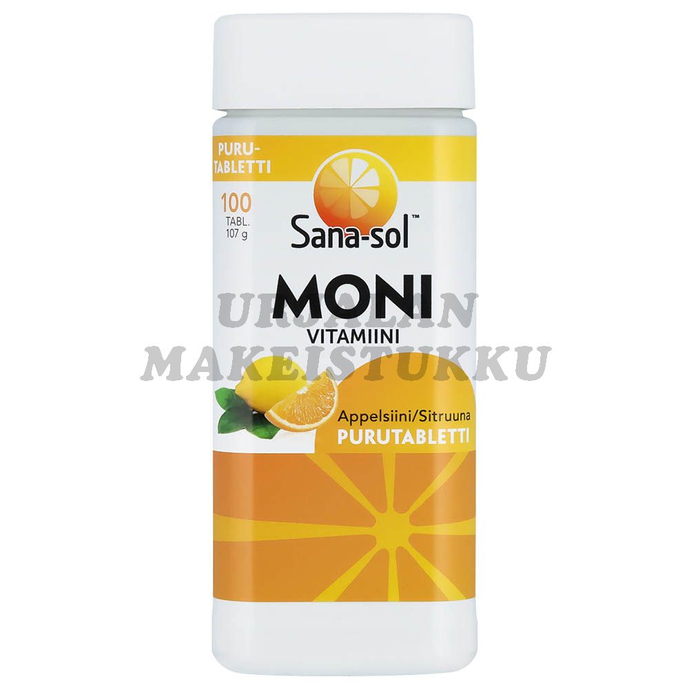 Sana-sol Monivitamiini Appelsiini-Sitruuna purutabletti 100kpl