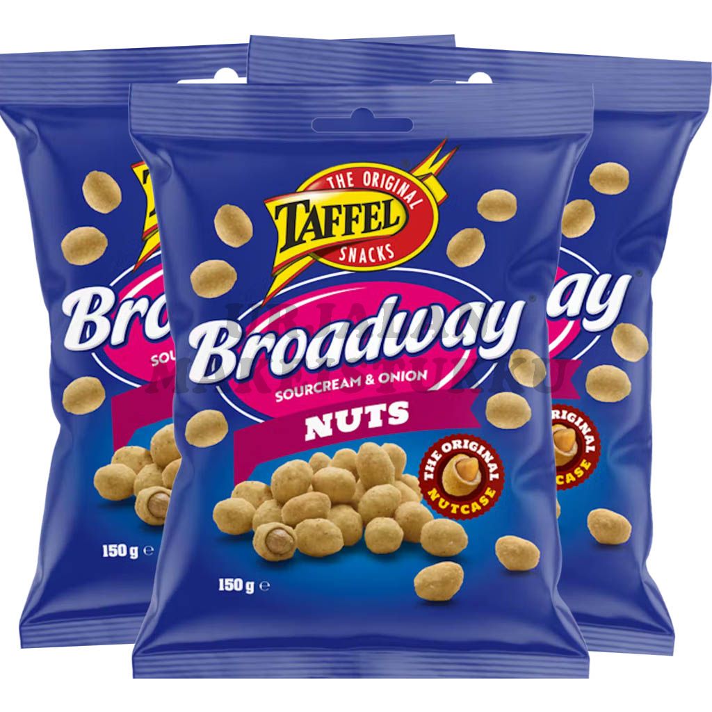 Taffel Broadway Sourcream & Onion Nuts pähkinät 150g x 3kpl