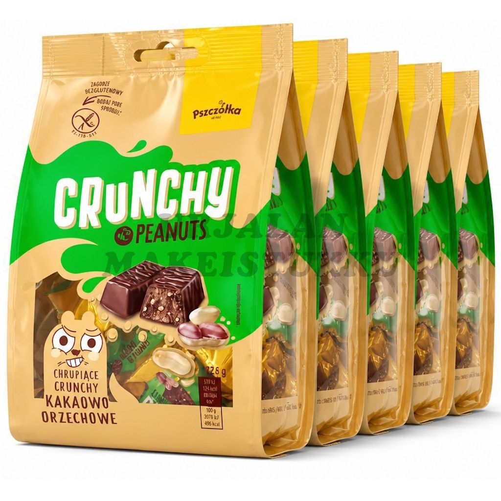 Crunchy Choco Peanuts Suklaacrisp makeiset 174g x 5 kpl