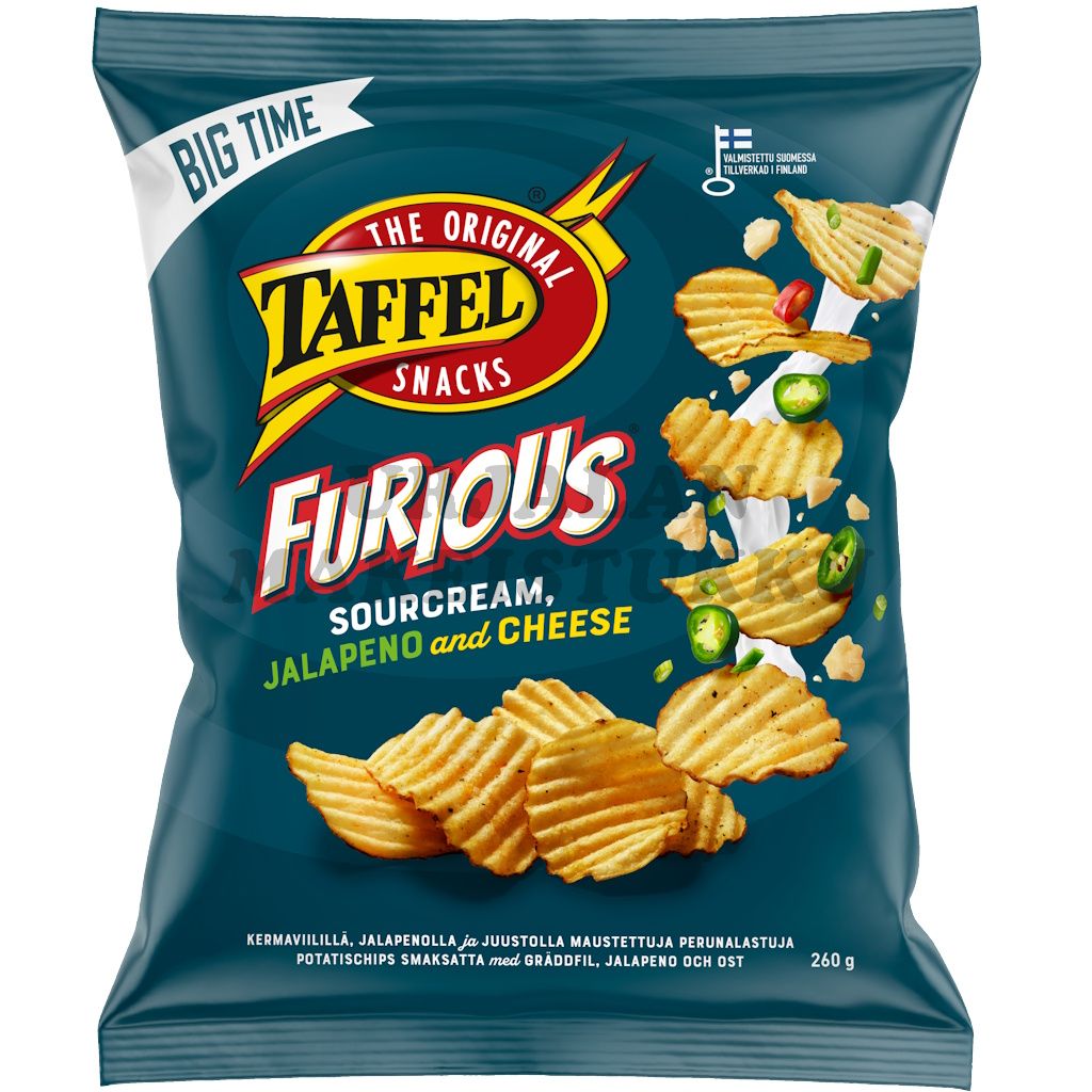 Taffel Furious Sourcream Chili Jalapeno & Cheese perunalastu 260g