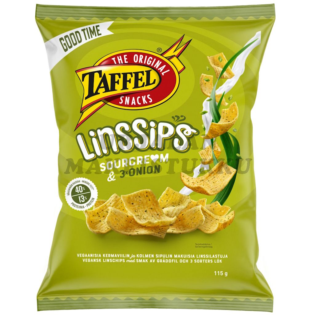 Taffel Sourcream 3-sipulia linssisipsit 115g