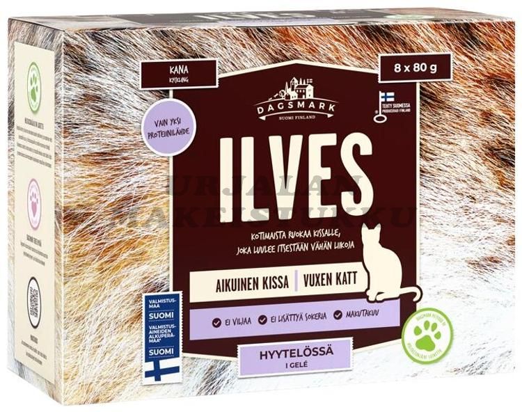 Dagsmark Ilves kotimainen kissanruoka 8 x 80g kana hyytelössä