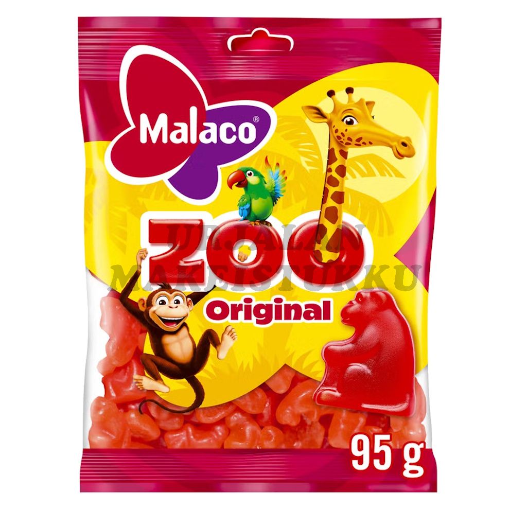 Malaco Zoo Punainen Apina karkkipussi 95g