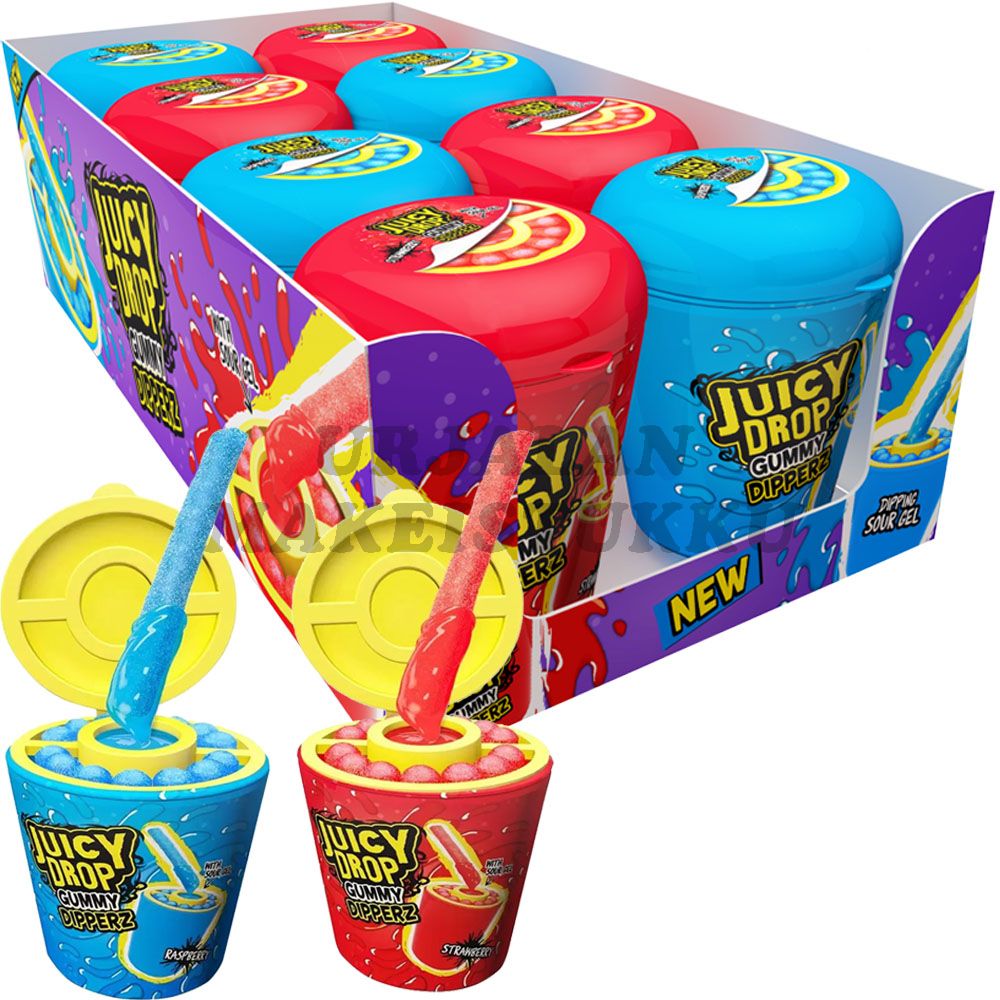 Bazooka Juicy Drop Gummy Dipperz karkkitikku kirpeällä geelillä 96g x 8kpl