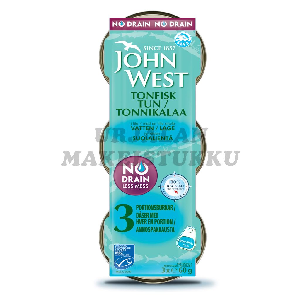 John West Valutettu Tonnikalaa ja vähän suolalientä MSC 60g x 3kpl