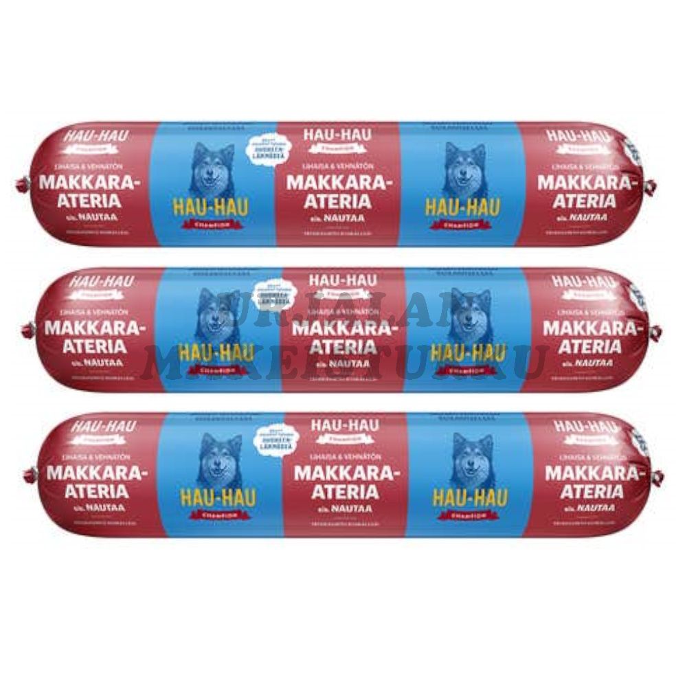 Hau Hau Champion Makkara-ateria sis. Nautaa 500g x 3kpl
