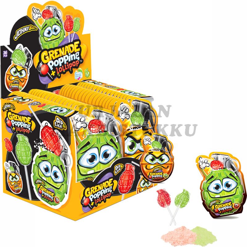 JohnyBee Grenade Popping & Lollipop dippitikkarit 13g x 36kpl