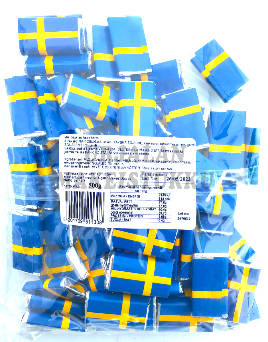 Ruotsin lippu maitosuklaapalat 75 kpl