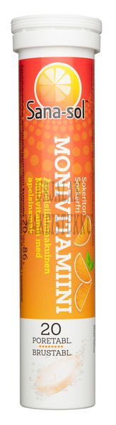 Sana-sol Monivitamiini Appelsiini poretabletti 20 kpl