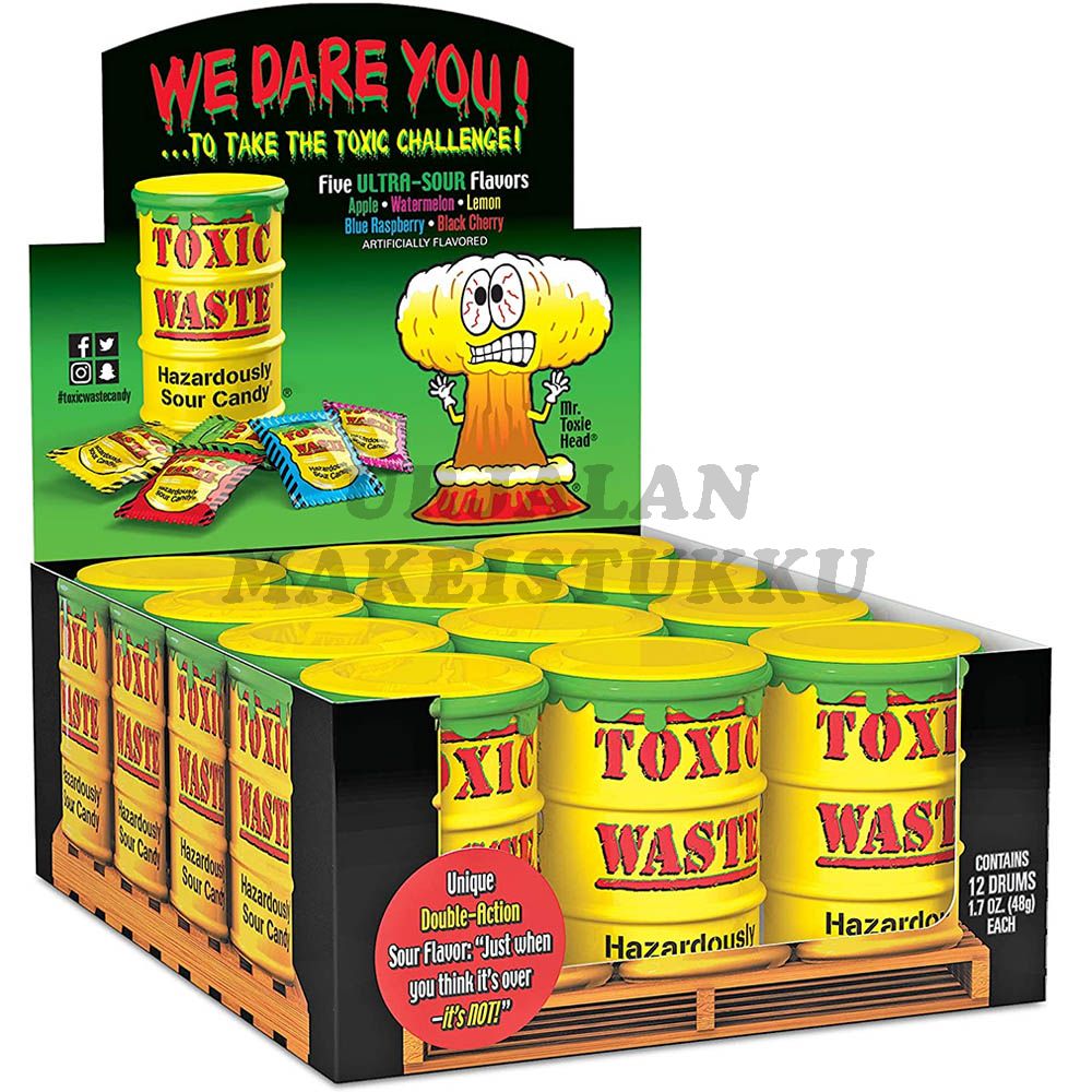 Toxic Waste Yellow kirpeät karkit 42g x 12kpl